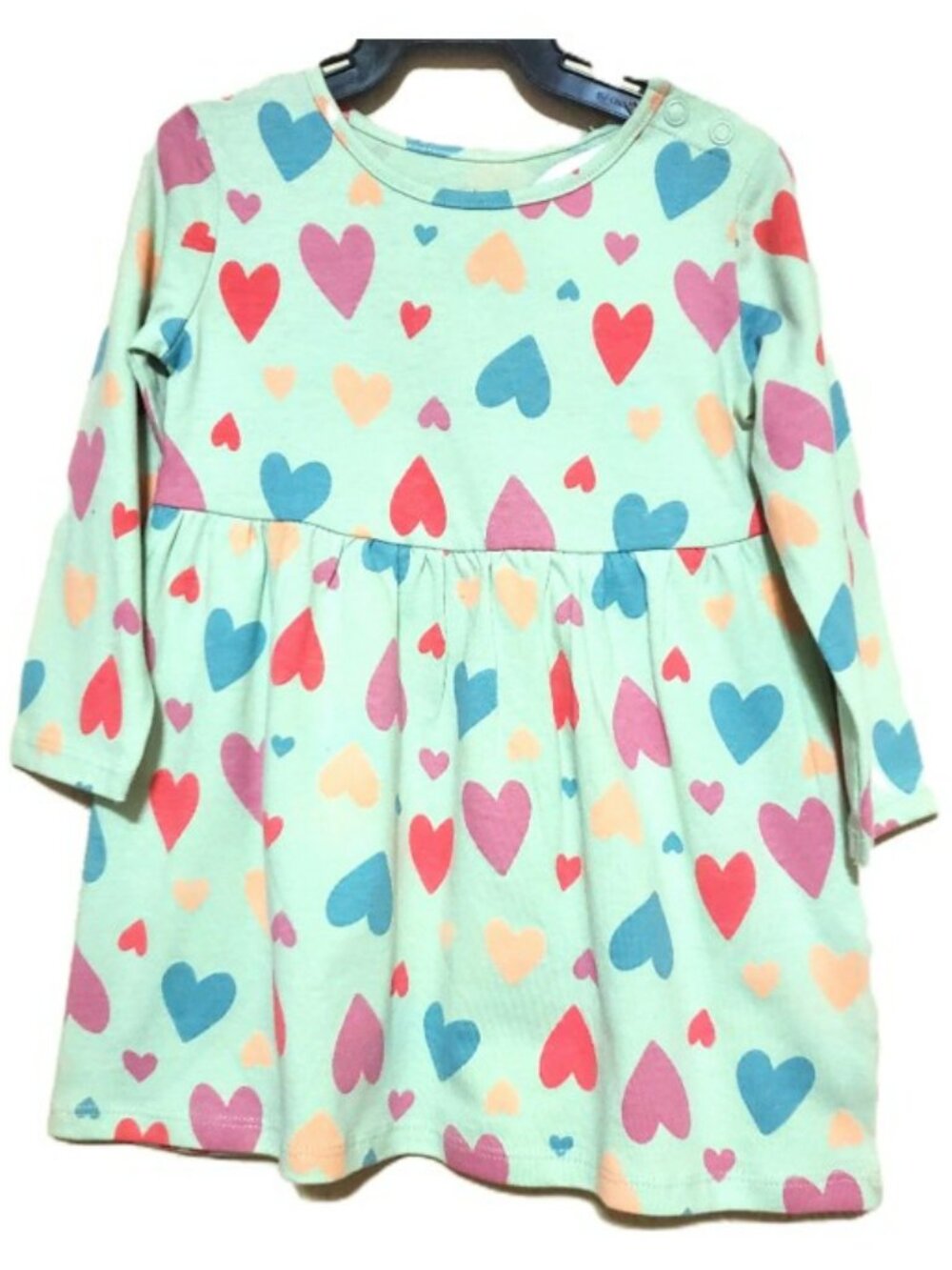 NWT. DIP Girls Mint Hearts Long Sleeve Cotton Dress
